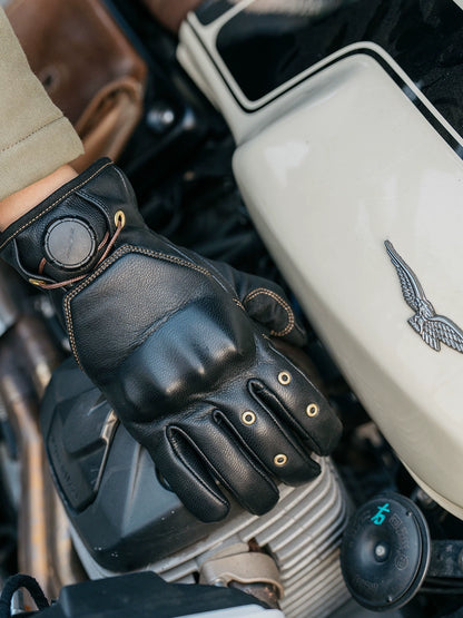 Fogy Garage Fidlock Retro Leather Motorcycle Gloves