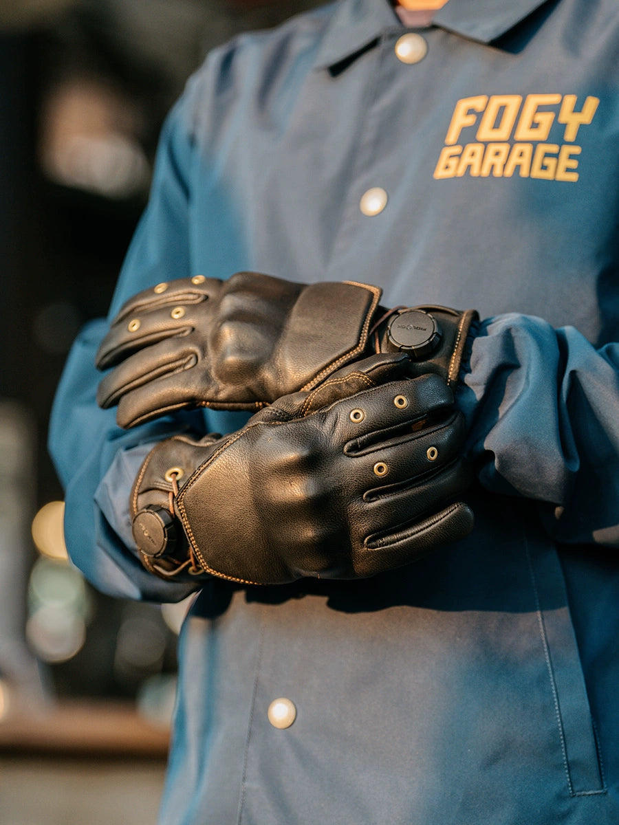 Fogy Garage Fidlock Retro Leather Motorcycle Gloves