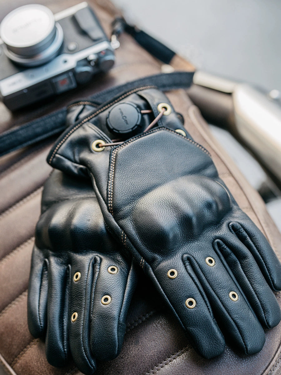 Fogy Garage Fidlock Retro Leather Motorcycle Gloves