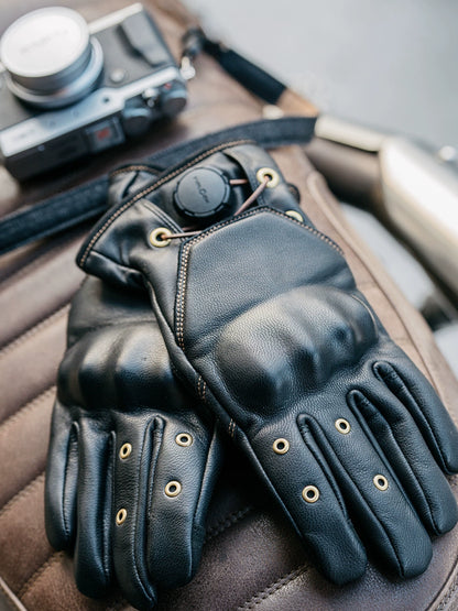 Fogy Garage Fidlock Retro Leather Motorcycle Gloves