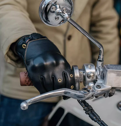 Fogy Garage Fidlock Retro Leather Motorcycle Gloves